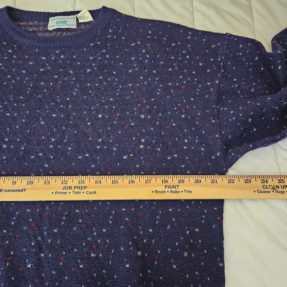 Axiom Men's Crew Neck Blue Pull over Long Sleeve Sweater Size L Made in Italy - Picture 5 of 6